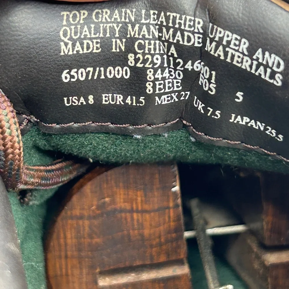 VTG Thom McAn Mens Brown Leather Moc Toe Lug Sole Shoes 8EEE 8W 6507/1000